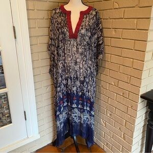 Anthropologie Payal Jain Beaded Navy Kaftan Dress Boho $298 Size Large L